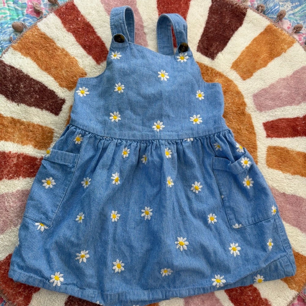 Hanna Andersson Blue Daisy Camomile Toddler Girls Kids Overall Dress - Picture 1 of 3